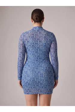 ALL OVER MONOGRAM FLOCKED MESH Dress