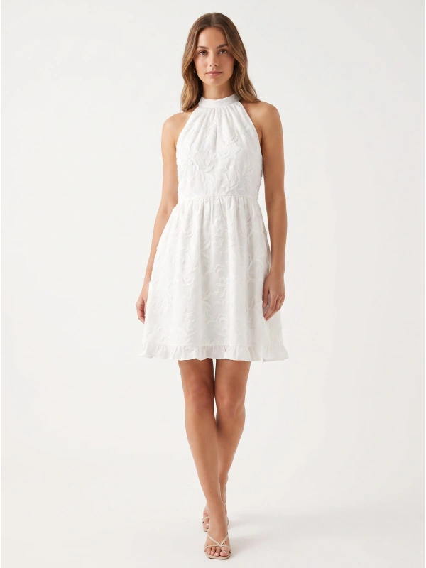 HALTERNECK SKATER EMBROIDERED Dress