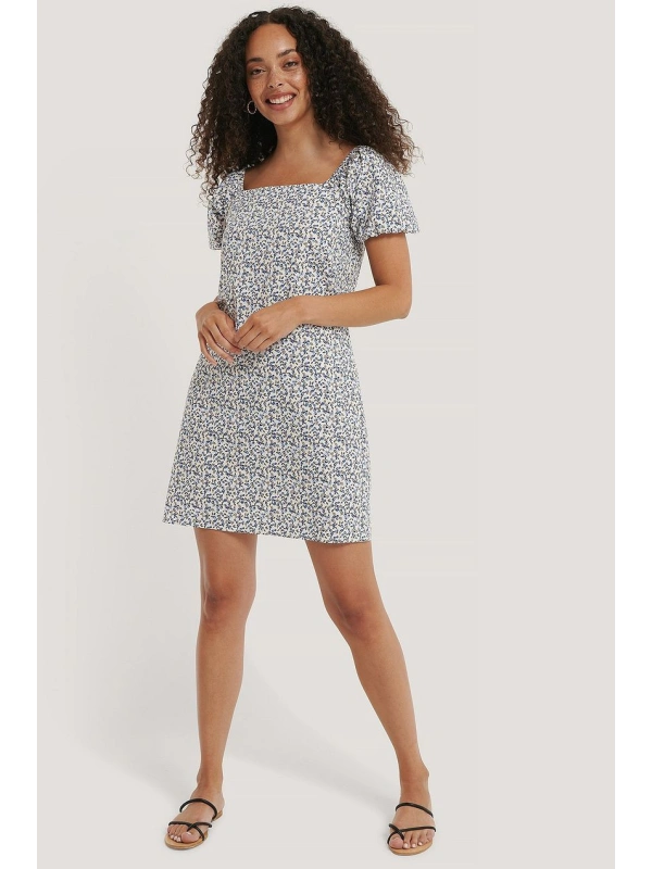 Printed Square Neck Mini Dress