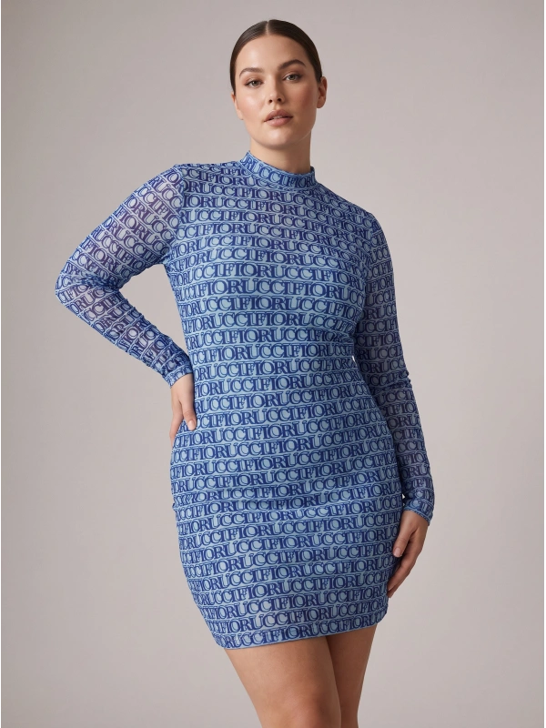 ALL OVER MONOGRAM FLOCKED MESH Dress
